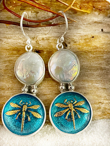 Deco Glass Collection Dragonfly Purple Mist  Earrings