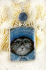 Vintage China Kats Blue Bow Kitty Pendant