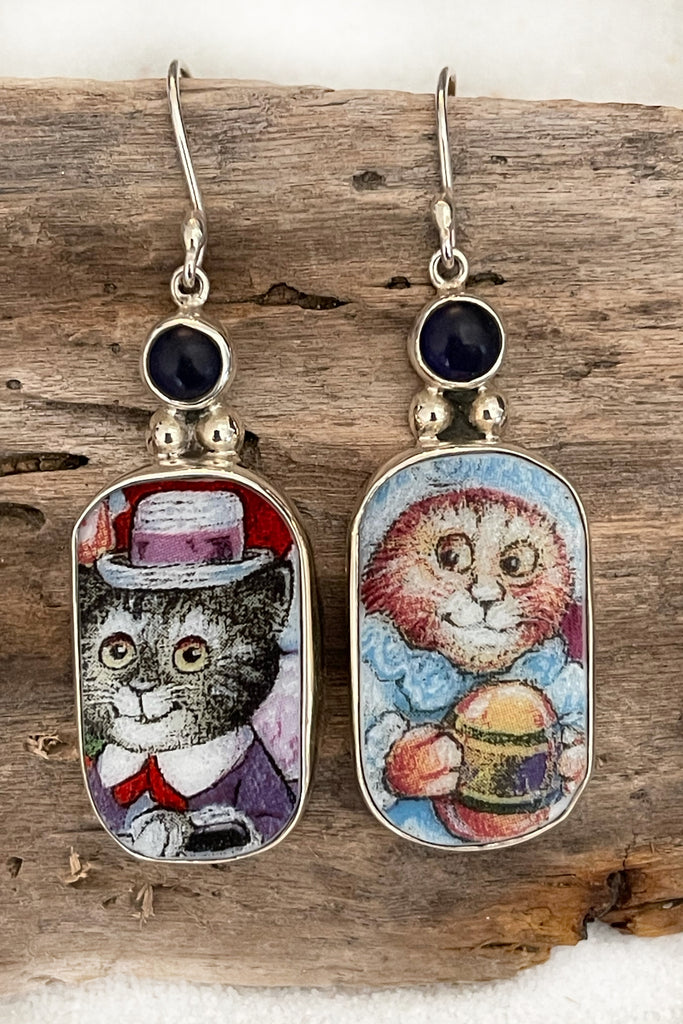 Vintage China Kats Kitty Kids Earrings