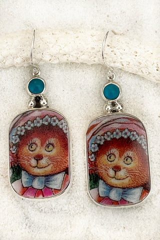 Vintage China Kats Fun Cat Couple Earrings