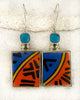 Vintage China Festive Tribal Orange/Blue Earrings