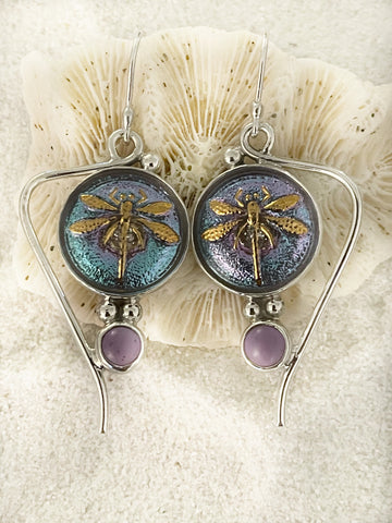 Deco Glass Collection Dragonfly Brilliant Blue Earrings