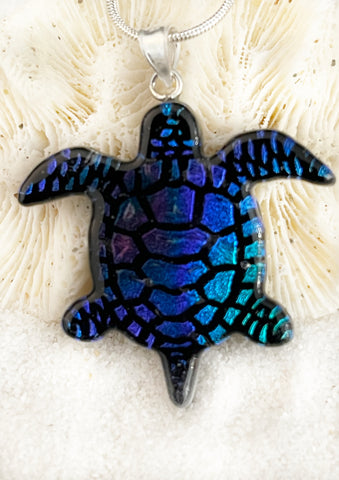 Coastal Glass Collection Blue Sky Turtle  Pendant