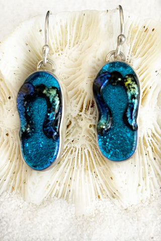 Coastal Glass Collection Blue Ocean  Small Circle Earrings
