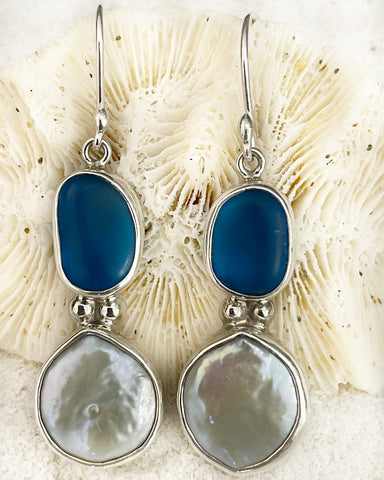 Coastal Glass Collection Blue Ocean  Earrings