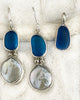Coastal Glass Collection Blue Ocean and Pearl Earrings