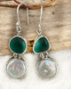 Coastal Glass Collection Green Goddess and Pearl Earrings