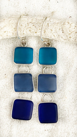 Coastal Glass Collection Green 3 Drop Earrings