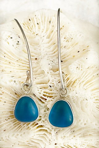 Coastal Glass Collection Blue Sky Tiny Teardrop Earrings