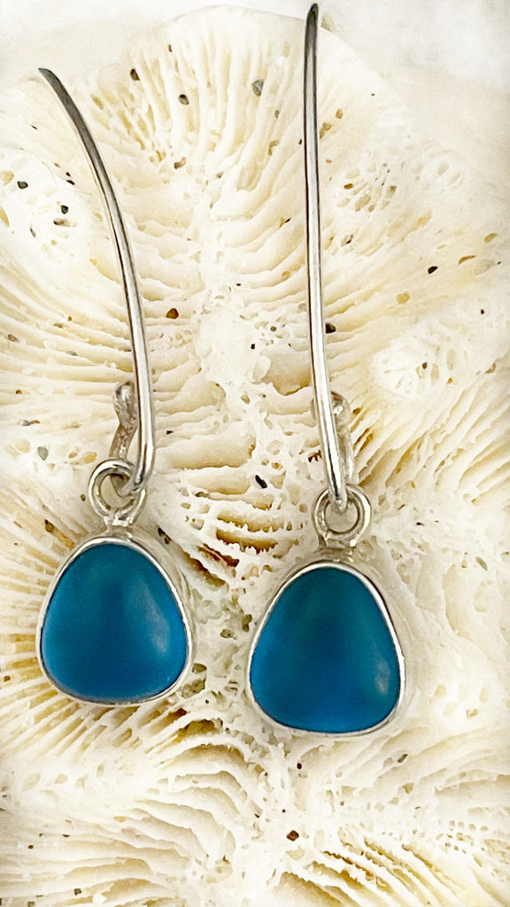 Coastal Glass Collection Blue Ocean Teardrop Earrings