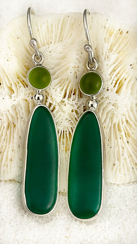 Coastal Glass Collection Green 3 Drop Earrings