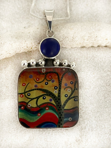Deco Glass Collection Tree Whimsy Pendant